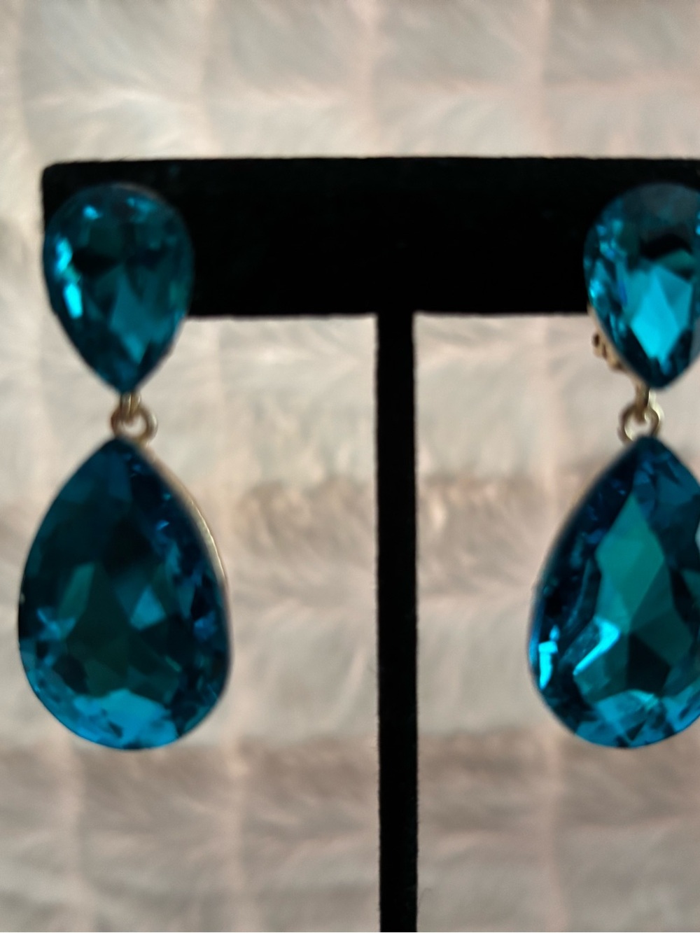 Blue Teardrop Crystal Drop Earrings - Women's Jewelry